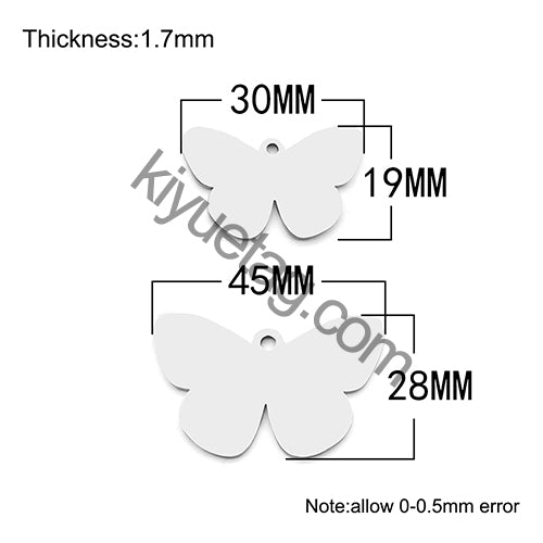 100PCS Customizable Butterfly Shape Stainless Steel Tag Engravable Anti-lost Keyring  Pendant Jewelry Necklace Charm Accessories