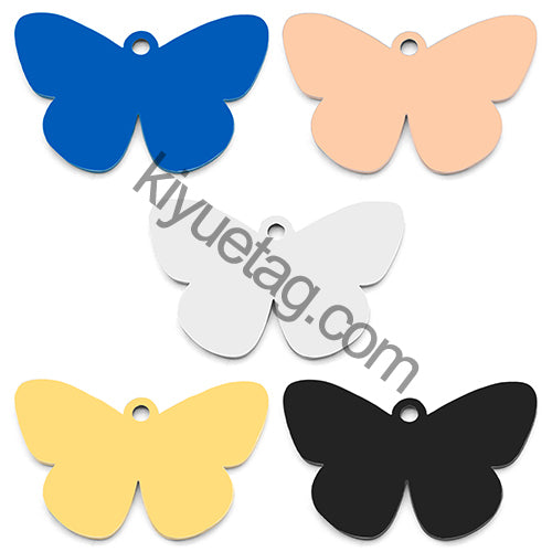 100PCS Customizable Butterfly Shape Stainless Steel Tag Engravable Anti-lost Keyring  Pendant Jewelry Necklace Charm Accessories