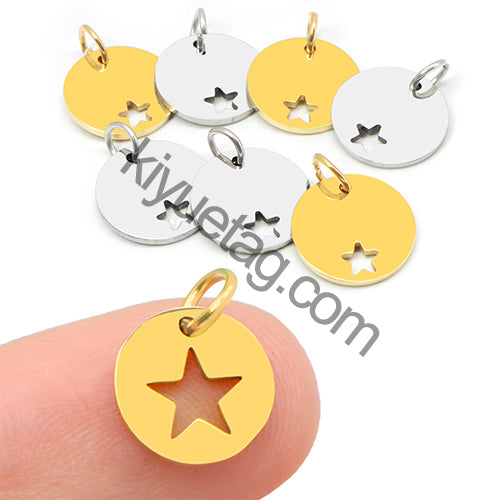 Wholesale 100pcs Blank Stainless Steel ID Tag Round Pet Dog Nameplate  Custom Engraved Pendant Key Ring Necklace Accessories