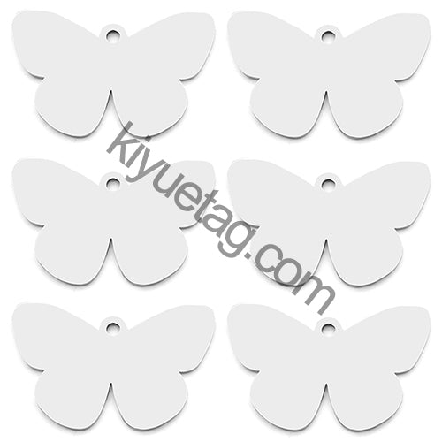100PCS Customizable Butterfly Shape Stainless Steel Tag Engravable Anti-lost Keyring  Pendant Jewelry Necklace Charm Accessories