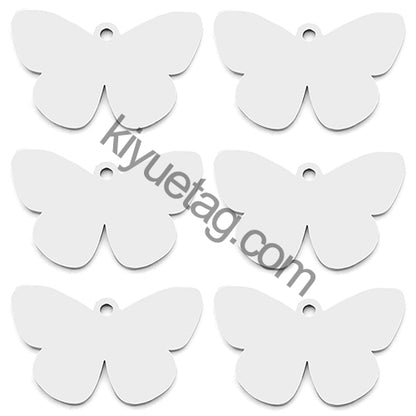 100PCS Customizable Butterfly Shape Stainless Steel Tag Engravable Anti-lost Keyring  Pendant Jewelry Necklace Charm Accessories