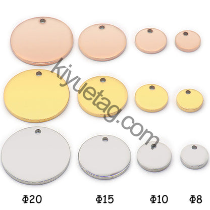 100pcs/Lot Stainless Steel  Dog Id Tag  Necklace Blank Round Plate Stamping Tags  Custom Logo Charms Pet  DIY Jewelry