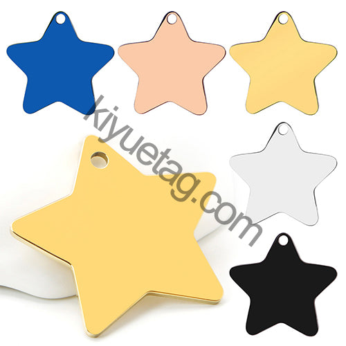 Wholesale 100Pcs Stainless Steel Star DIY Jewelry Pendant Personalized Name For Man Dog ID Tag Pet Decorative Collar
