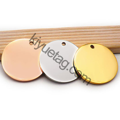 100pcs/Lot Stainless Steel  Dog Id Tag  Necklace Blank Round Plate Stamping Tags  Custom Logo Charms Pet  DIY Jewelry