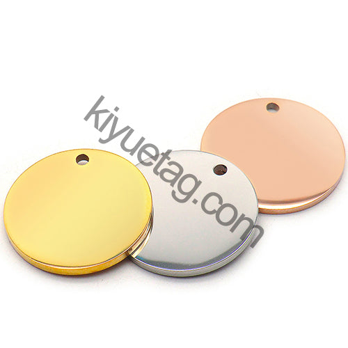 100pcs/Lot Stainless Steel  Dog Id Tag  Necklace Blank Round Plate Stamping Tags  Custom Logo Charms Pet  DIY Jewelry