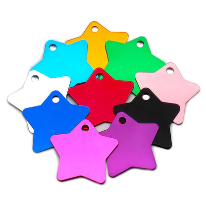 100Pcs/Set Star Dog ID Tags Aluminum Pendant