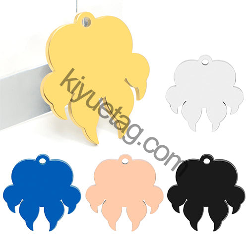 100Pcs/Set 100Pcs Dog Paw ID Tag Personalized  Shape Stainless Steel Jewelry Pendant DIY Necklace Keyring Accessories