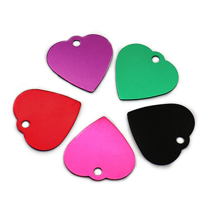 100Pcs/Set New Heart Dog ID Tags Aluminum Pendant