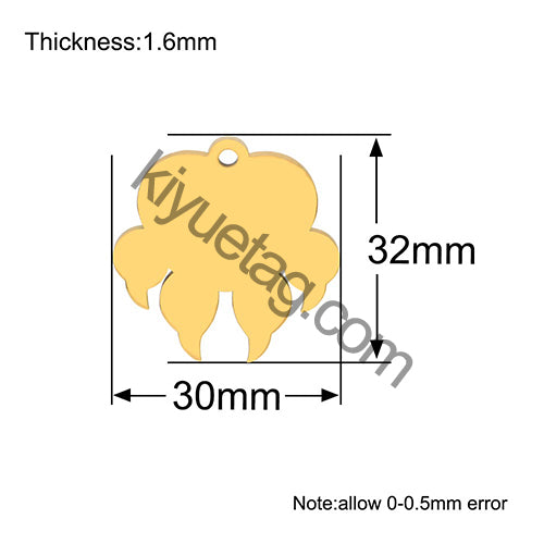 100Pcs/Set 100Pcs Dog Paw ID Tag Personalized  Shape Stainless Steel Jewelry Pendant DIY Necklace Keyring Accessories