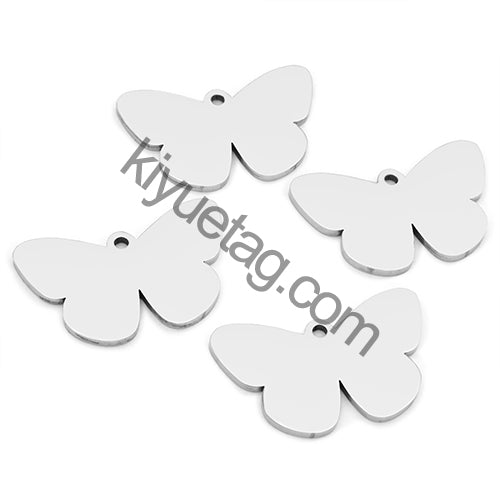 100PCS Customizable Butterfly Shape Stainless Steel Tag Engravable Anti-lost Keyring  Pendant Jewelry Necklace Charm Accessories
