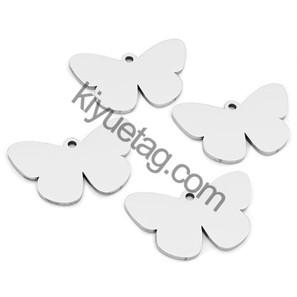 100PCS Customizable Butterfly Shape Stainless Steel Tag Engravable Anti-lost Keyring  Pendant Jewelry Necklace Charm Accessories