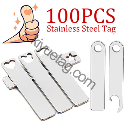 100Pcs Pet Dog Stainless Steel Rectangle Metal Blank Tag Memorial Pendant Necklace Jewelry Makings