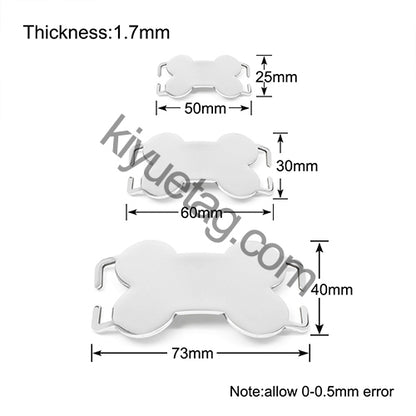 Wholesale 100pcs Curved Bone Stainless Steel Blank Tag Personalized Name Cat Dog Collar Accessories Anti-lost ID Nameplate