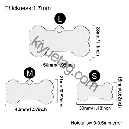 Wholesale 100 Pieces Stainless Steel Bone Pet Identity Dog ID Tag Personalized Laser Custom Cat Collar Accessories