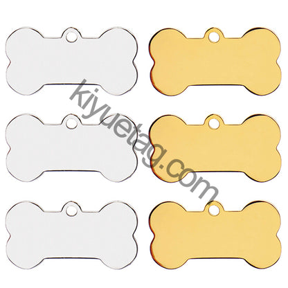Wholesale 100 Pieces Stainless Steel Bone Pet Identity Dog ID Tag Personalized Laser Custom Cat Collar Accessories