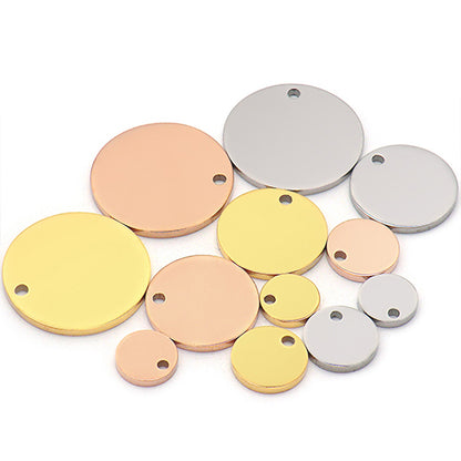 100pcs/Lot Stainless Steel  Dog Id Tag  Necklace Blank Round Plate Stamping Tags  Custom Logo Charms Pet  DIY Jewelry