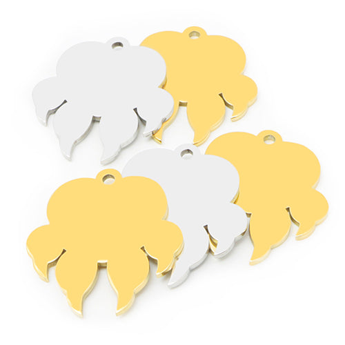 100Pcs/Set 100Pcs Dog Paw ID Tag Personalized  Shape Stainless Steel Jewelry Pendant DIY Necklace Keyring Accessories