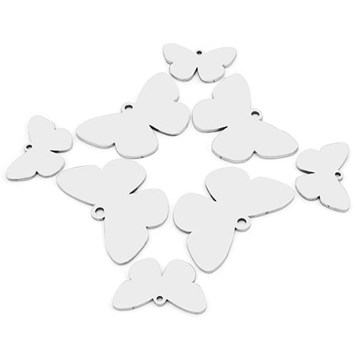 100PCS Customizable Butterfly Shape Stainless Steel Tag Engravable Anti-lost Keyring  Pendant Jewelry Necklace Charm Accessories