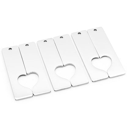 50/Pairs Custom Engravable Rectangular Stainless Steel Pendants Personalized Couple Keyring Charm Accessories