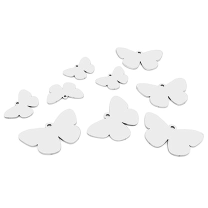 100PCS Customizable Butterfly Shape Stainless Steel Tag Engravable Anti-lost Keyring  Pendant Jewelry Necklace Charm Accessories