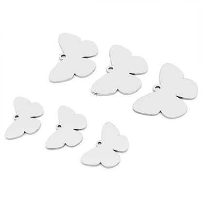 100PCS Customizable Butterfly Shape Stainless Steel Tag Engravable Anti-lost Keyring  Pendant Jewelry Necklace Charm Accessories