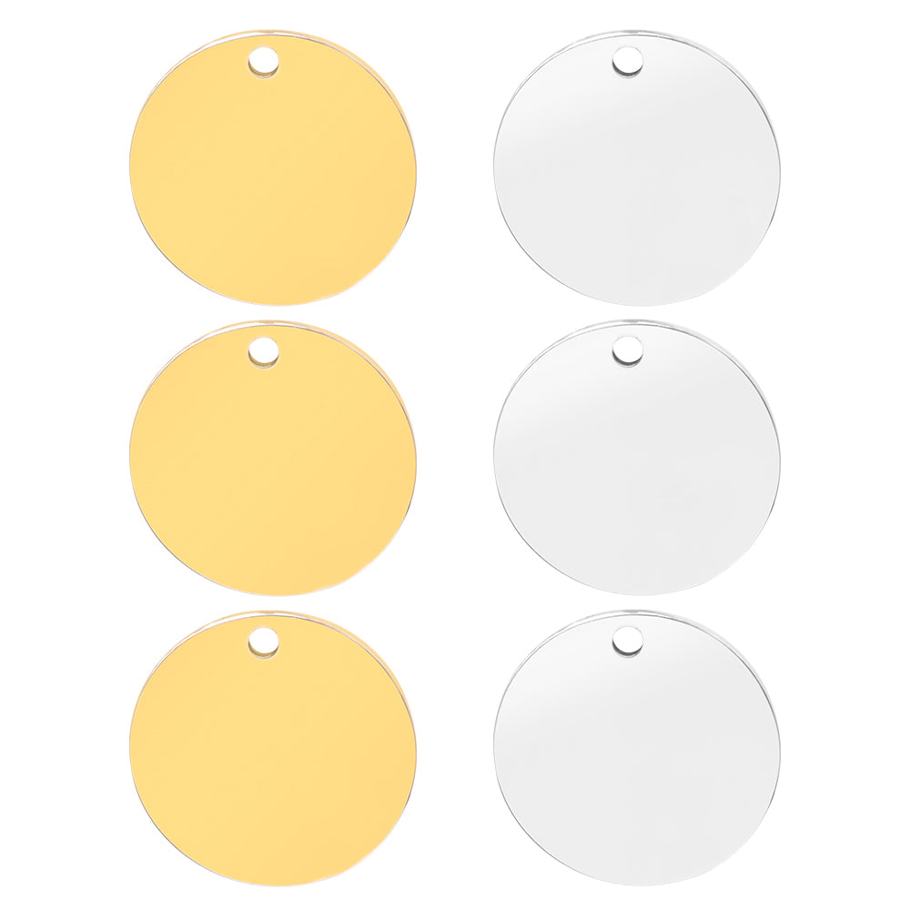 Engraved 100PCS Blank Stainless Steel Round ID Tag Pet Dog Metal Pendant Jewelry Necklace Nameplate Cat Accessoires