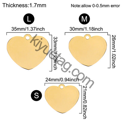 Wholesale 100 Pieces Heart ID Tag Personalized Engraving Custom Dog Identity Cat Lanyard Accessories Stainless Steel Pendant
