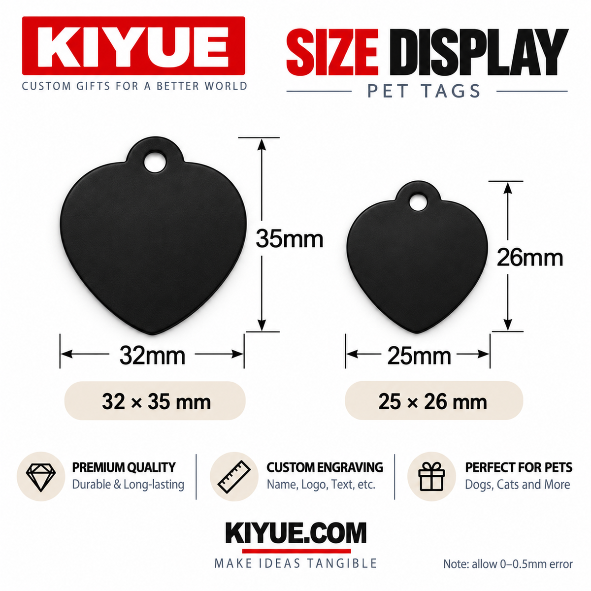 Love Heart Aluminum Pet ID Tags – Wholesale Engraving Blanks