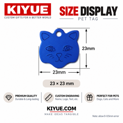 Cat Face Aluminum Pet ID Tags – Wholesale Engraving Blanks