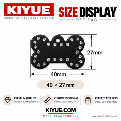 Rhinestone Bone Aluminum Dog Tags – Wholesale Pet ID Tags