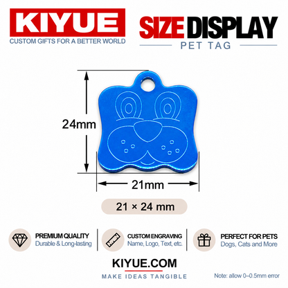 Dog Face Aluminum Pet ID Tags – Wholesale Engraving Blanks