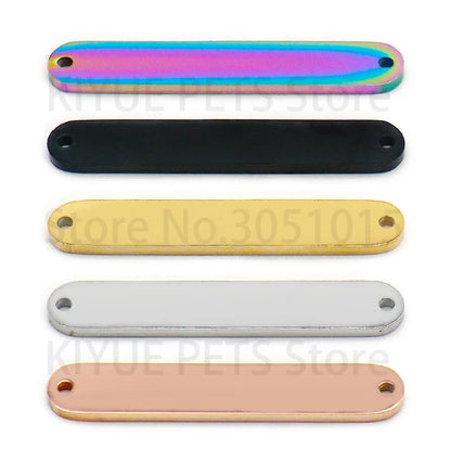Wholesale 100Pcs Pet Id Tag Mirror Polish Stainless Steel Rectangle Personalised Stamping Blank Bar Charm Anti-lost For DIY NAME