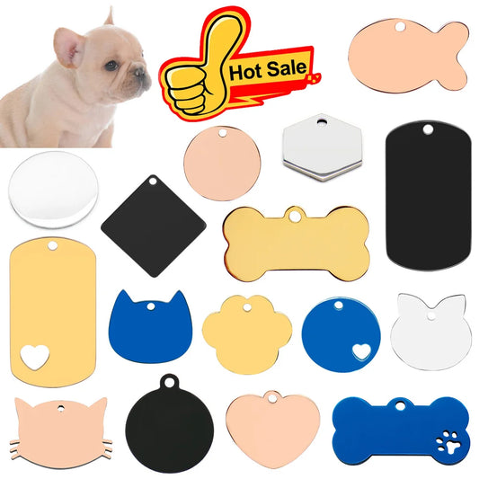 100Pcs Dog Id Tags Medal Engraving Name Kitten Puppy Stainless Steel Tube Accessories Personalized Address Cat Necklace Chain