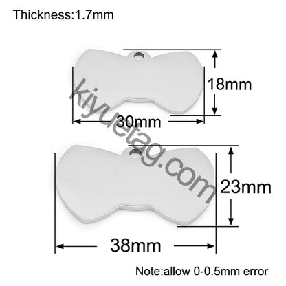 100Pcs Personalized Pet Cute Stainless Steel Tag Custom Engravable Keyring Pendant Dog Collar Bow Shape Accessories