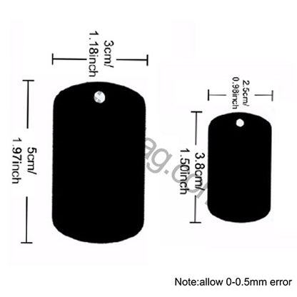 100Pcs/Set Military Dog Tags Aluminum Pendant