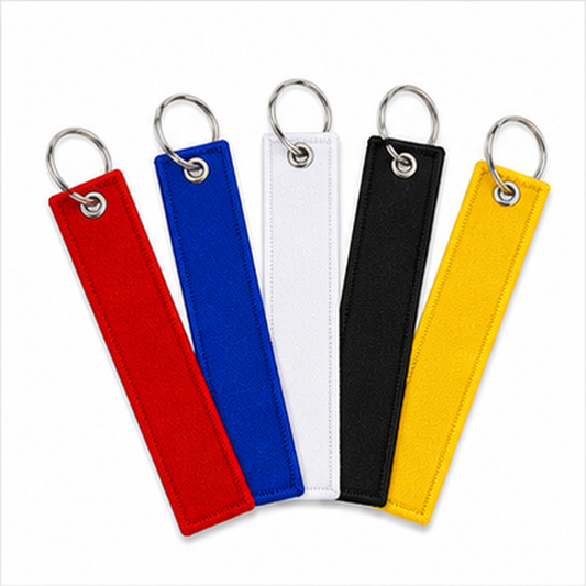 100Pcs Blank Keychains Safety Label Embroidery Aviation Key Rings Chain For Personalized